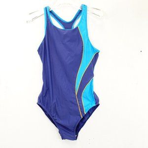 ZOGGS‎ Aqua Blue One Piece 10 MEDIUM Swimsuit Sport Swimming Racerback Slimming